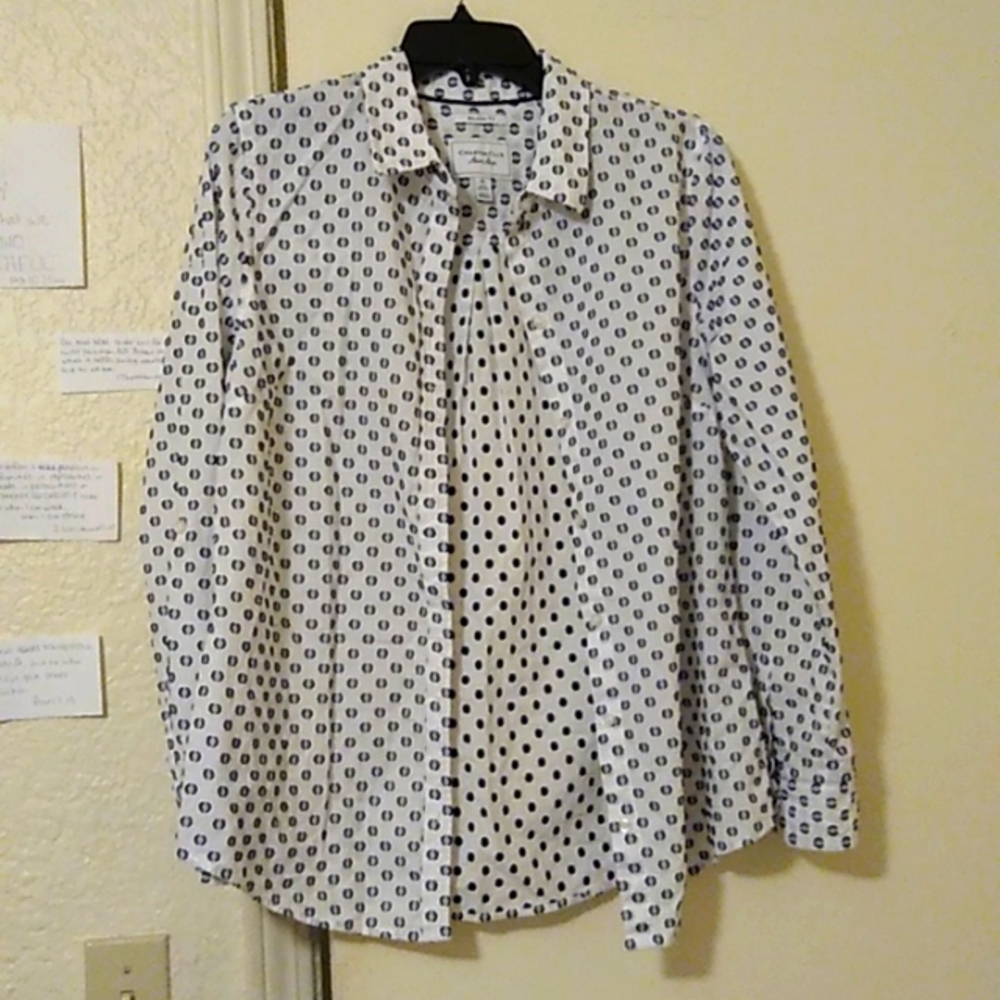 Size 10 Charter Club White Oxford Shirt With Black Felt Designs